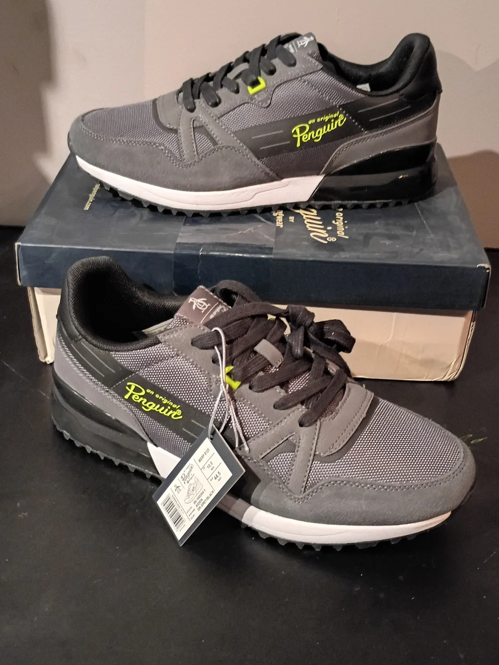 Original Penguin Men's Gray Athletic Sneakers with Neon Accent